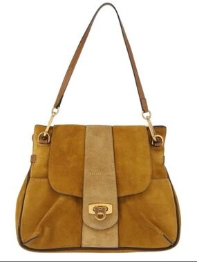 Chloe Lexa Hand Bag Suede Leather 2way Yellow Gold